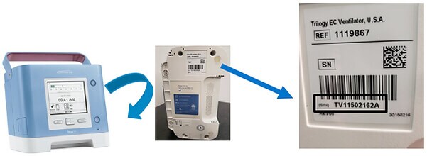 Trilogy Serial Number label location