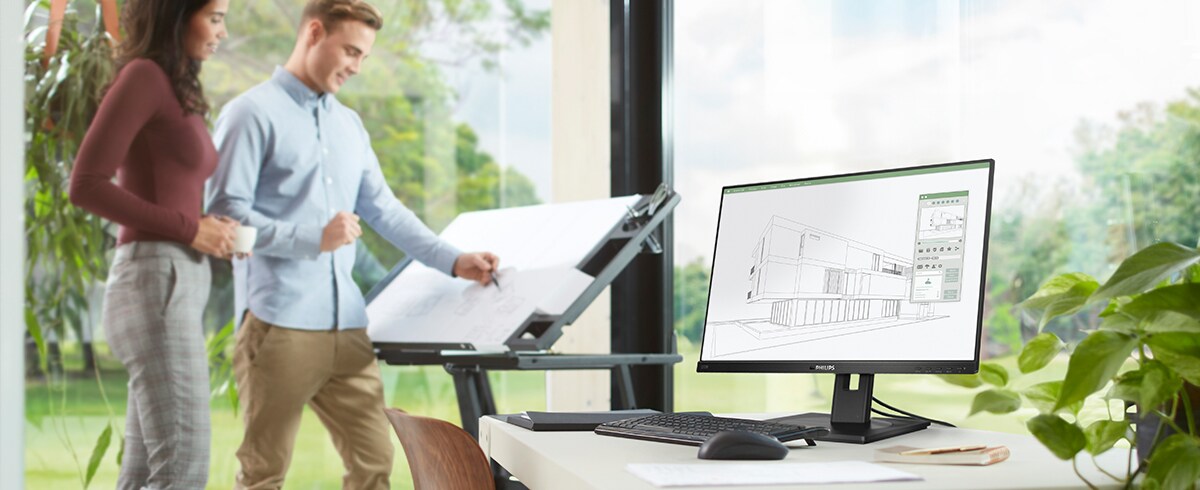 People are enjoying the workplace with Philips green low impact monitors